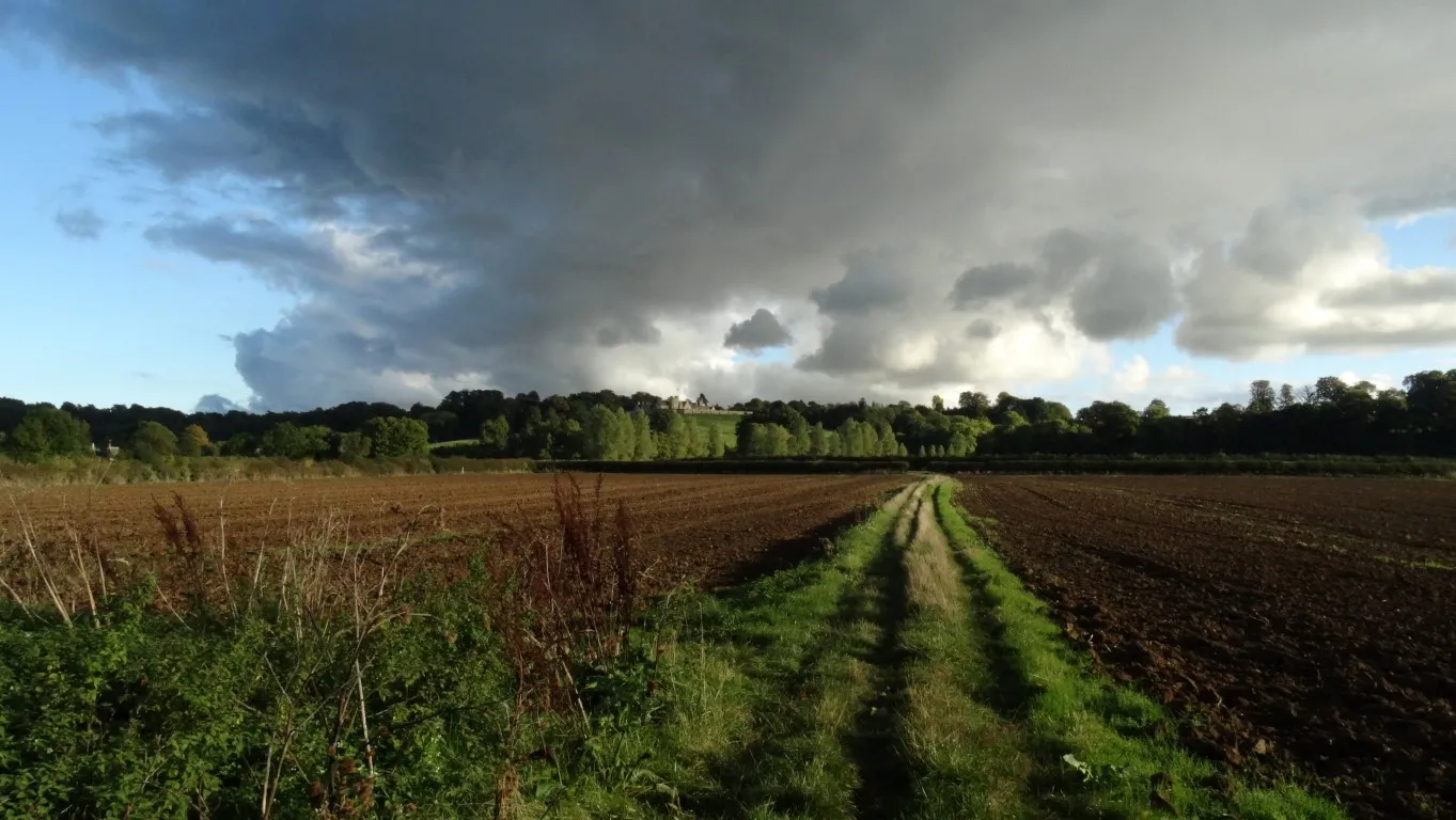 Magical light. A contrast of dark overhead clouds and low sunlight made this section of the walk really interesting. Here i was heading across the Welland Valley towards Rockingham Castle.