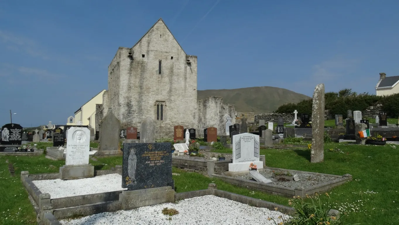 A peaceful setting for the 12th century St Bridgets Abbey and its graveyard dotted with ancient crosses.
