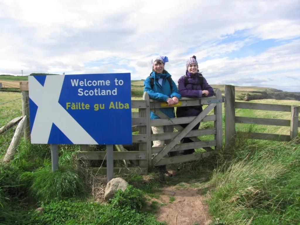 At the border between Scotland and England. A much bigger sign entering Scotland at the most northerly path in England.