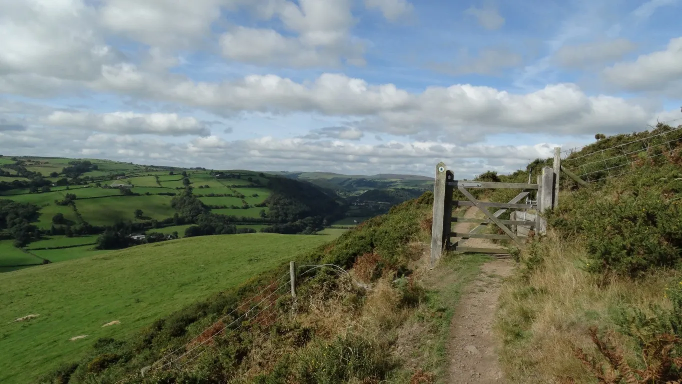 On the Offa's Dyke Path after leaving Knighton one gets a panoramic view along the Teme Valley