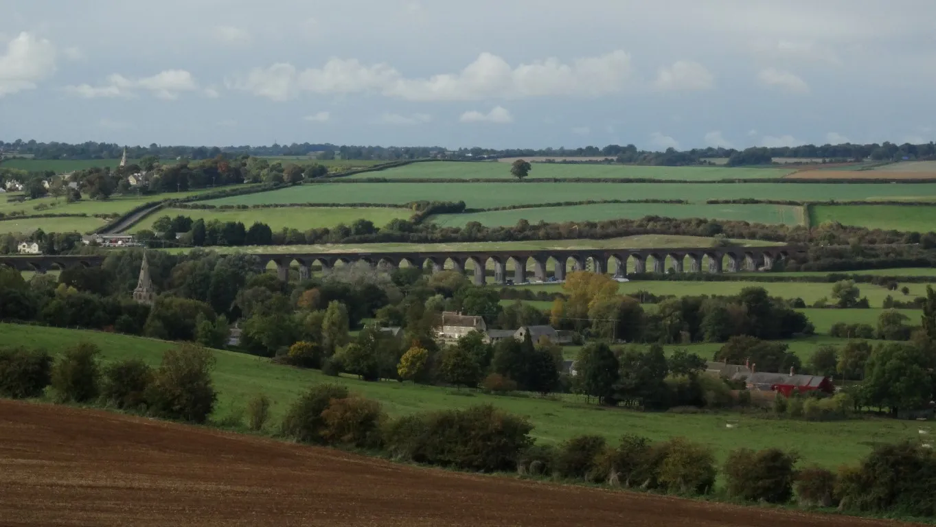 The impressive Welland Viaduct which crosses the valley at Harringworth and the longest masonry viaduct over any such valley in Great Britain.