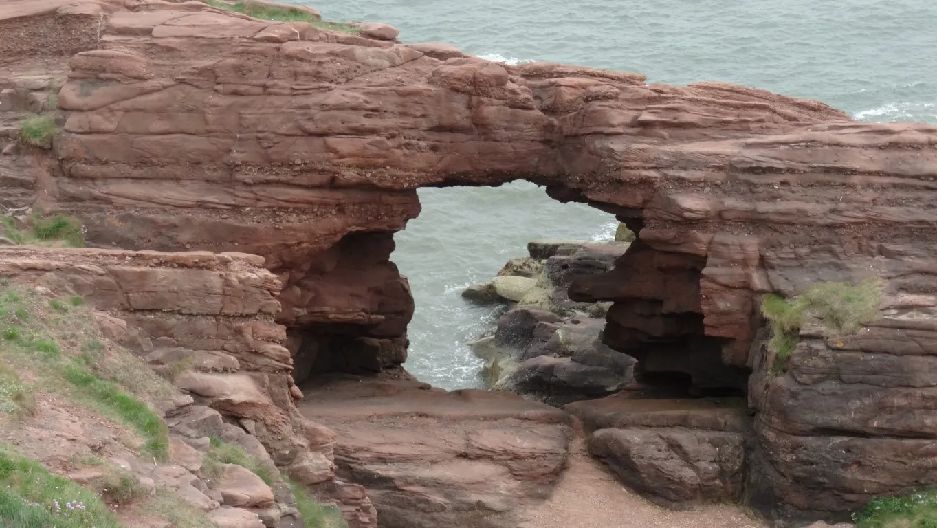 Needle Ee, just the first of several fine geological features as you leave Arbroath to walk north along the coast.
