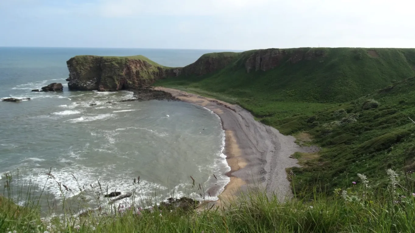 Castlesea Bay near Auchmithie. One of several secluded bays in this area.